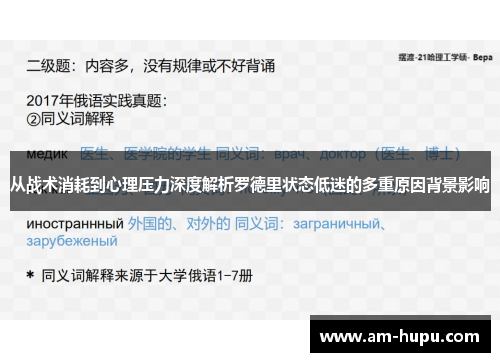 从战术消耗到心理压力深度解析罗德里状态低迷的多重原因背景影响